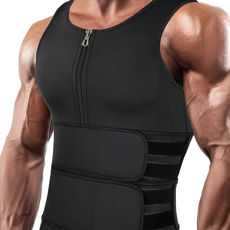 Sauna Suit for Men with Waist Trainer Men's Workout Tank Tops Black