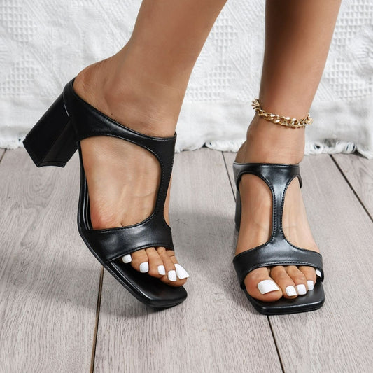 ćClearance Saleš„ćSquare Toe Chunky Heel Fashion Slippers