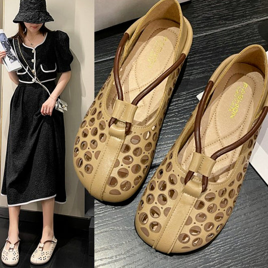 ćClearance Saleš„ćHollow Out Soft Sole Leather Sandals