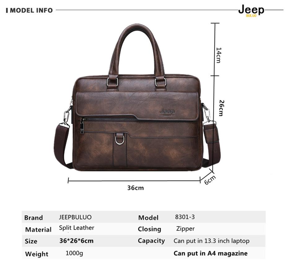 JEEP BULUO Men Briefcase Leather Handbag【3 Colors】