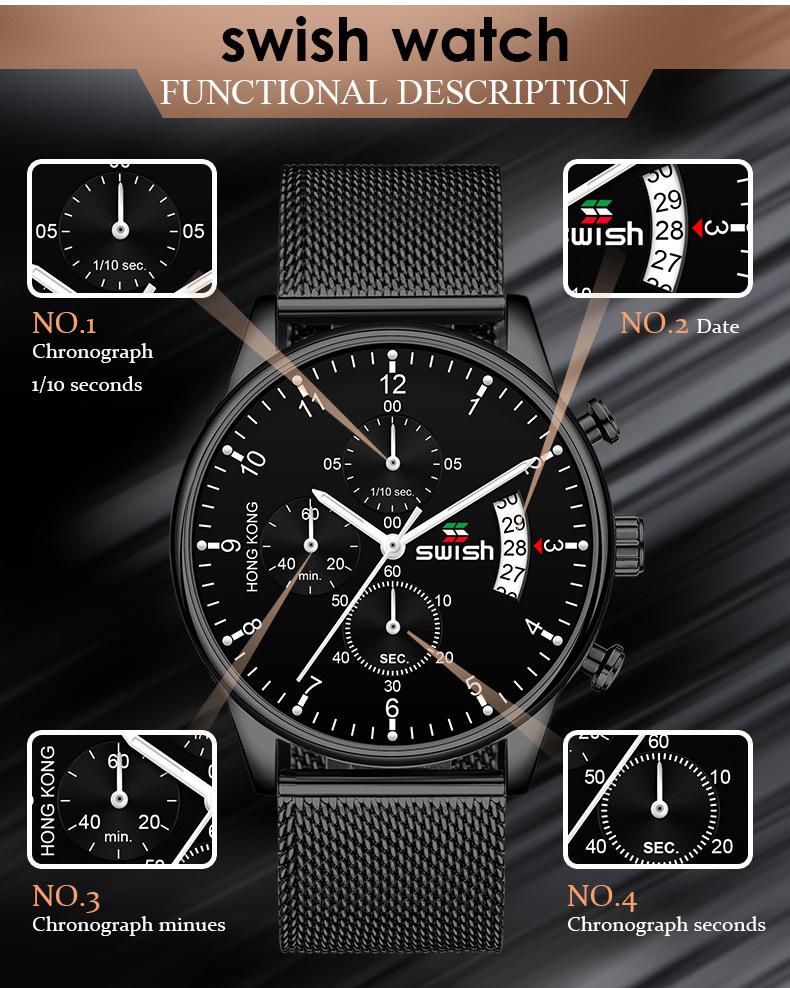 SWISH Luxury Men's Stainless Steel Watch