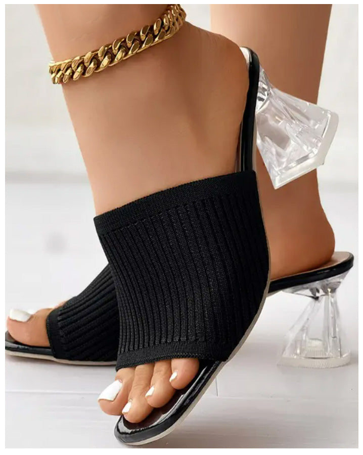 Thick Heel Breathable Transparent Sandals