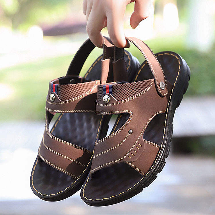 Men's Outdoor Leather Sandals Slippers