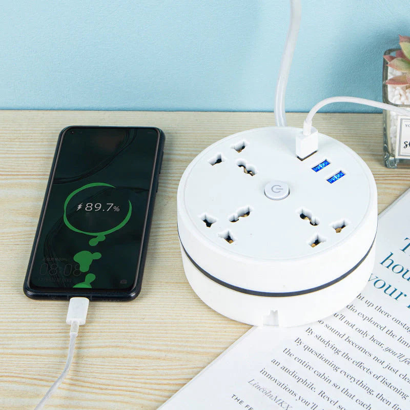 Round Portable Power Strip Extension Cord Socket Plug ( UK Plug )