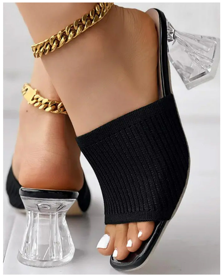 Thick Heel Breathable Transparent Sandals