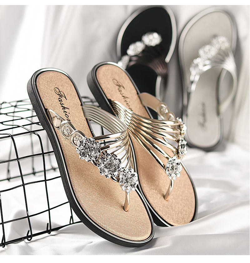 Women's Rhinestone Casual Flat Slipper