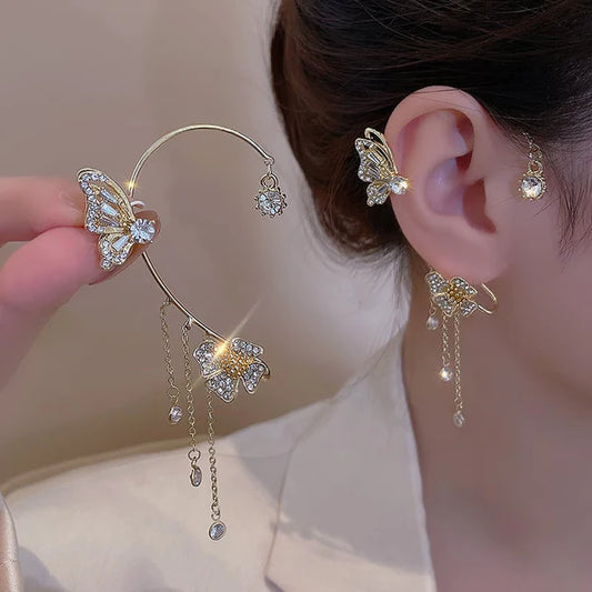 Zircon Flower Butterfly Ear Clip