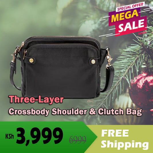 Three-Layer Crossbody Shoulder & Clutch Bag