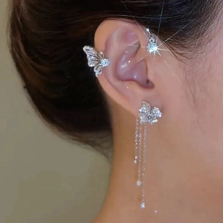 Zircon Flower Butterfly Ear Clip