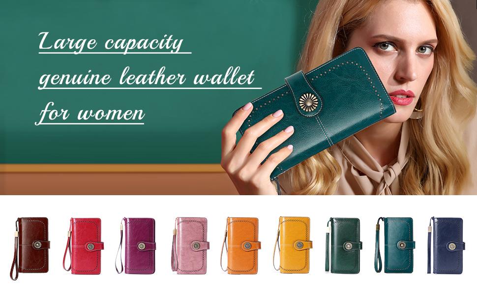 Women Vintage Style Leather Large Capacity Wallet【Green/Red/Brown】