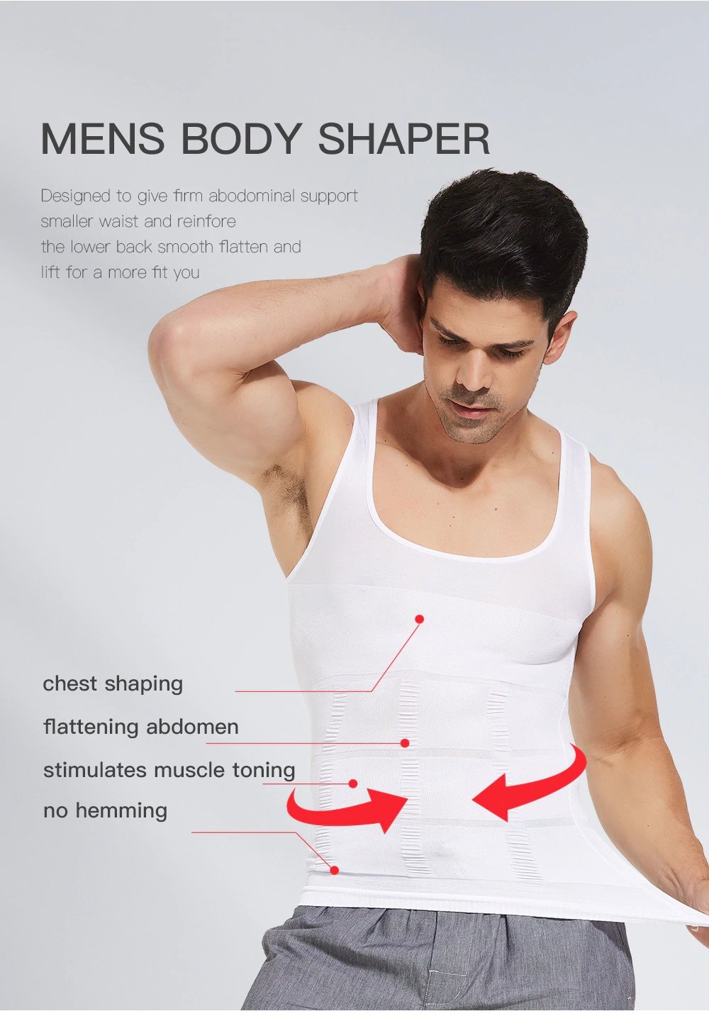 Men's Slimming Body Shaper Vest Shirt Abs Abdomen Slim【2PC/Pack】
