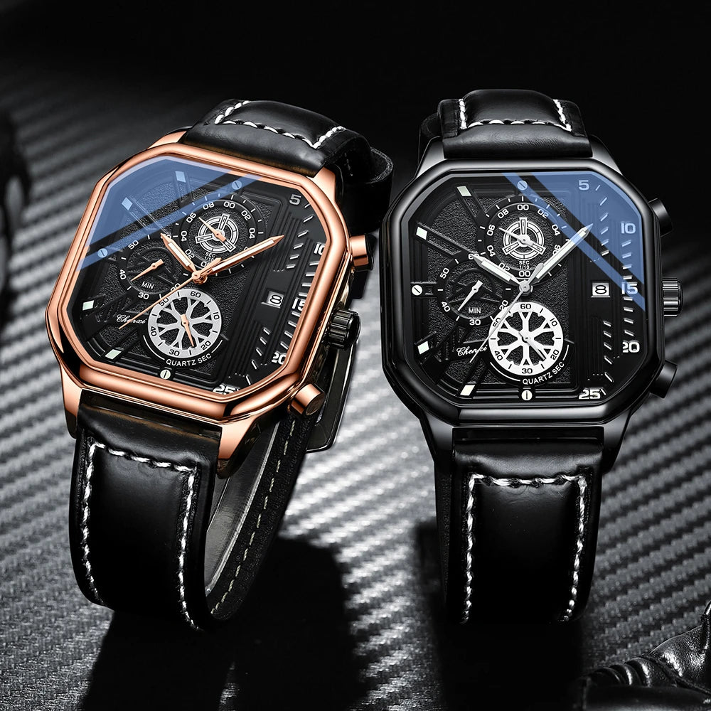 CHENXI Men's Square Leather Watch