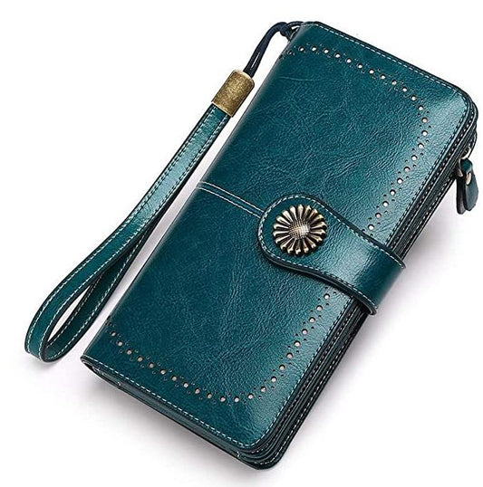 Women Vintage Style Leather Large Capacity Wallet【Green/Red/Brown】