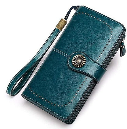 Women Vintage Style Leather Large Capacity Wallet【Green/Red/Brown】