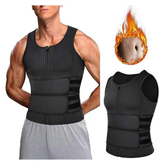 Sauna Suit for Men with Waist Trainer Men's Workout Tank Tops Black