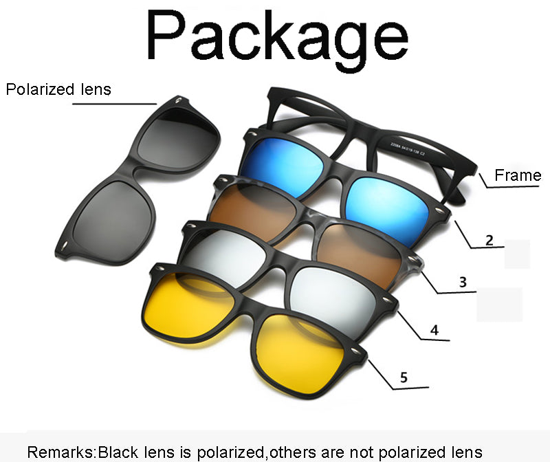 6 In 1 Changed 5 Lenes Magnet Polarized Sunglasses