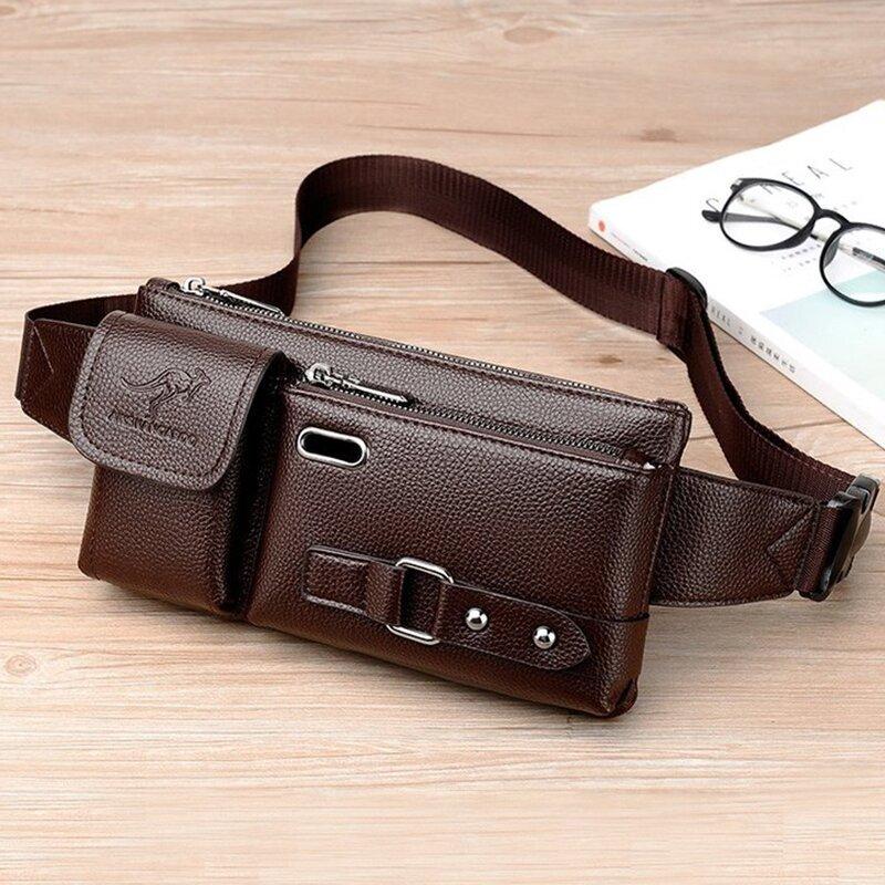 Men's Leather Sling Bag Chest Shoulder Bag